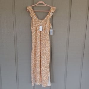 Stitch Drop Floral Maxi Dress Size L Large Sleeveless Slit Boho Women Preppy